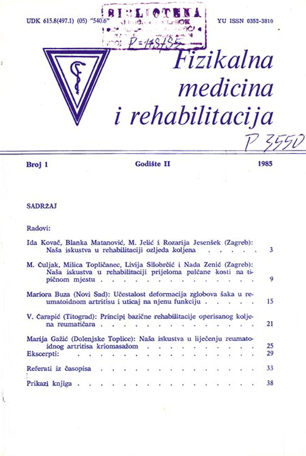 Fizikalna i rehabilitacijska medicina – god 1985 br 1