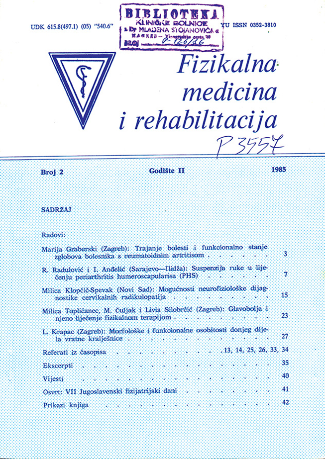 Fizikalna i rehabilitacijska medicina – god 1985 br 2