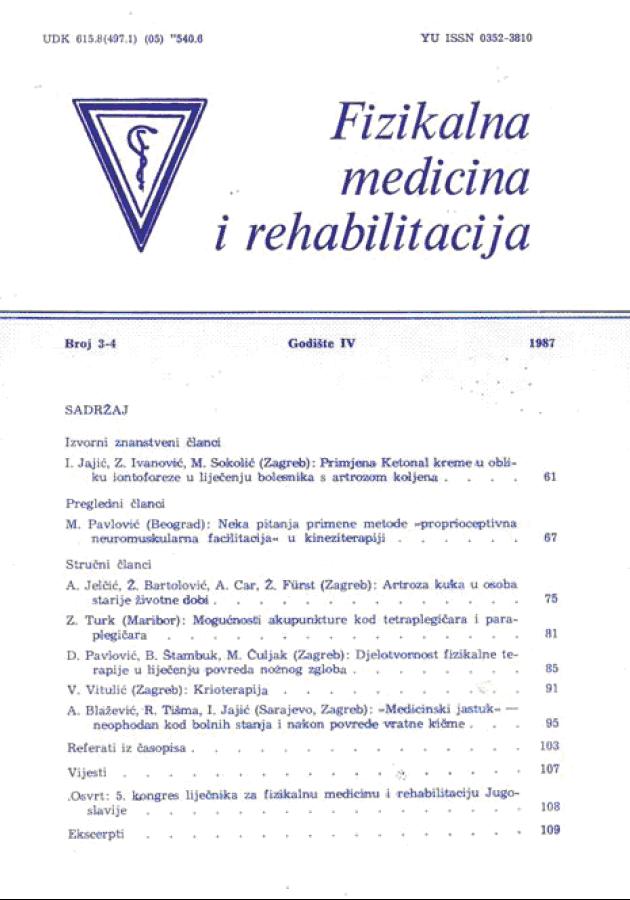 Fizikalna i rehabilitacijska medicina – god 1987 br 3 – 4