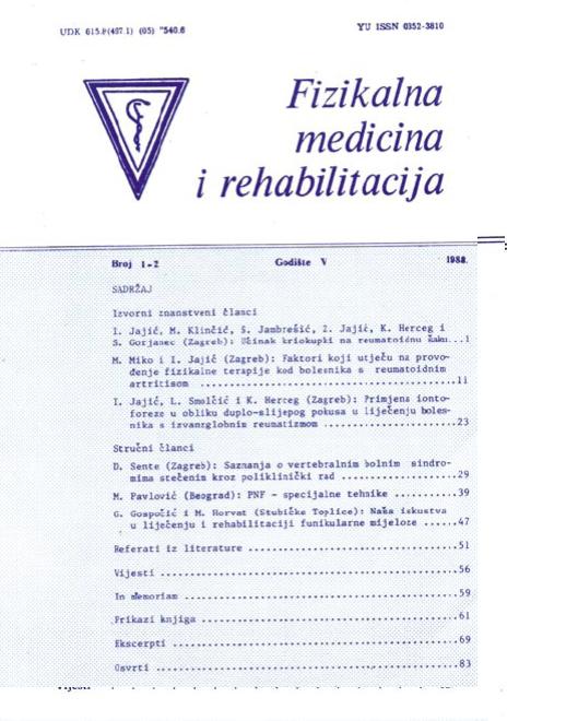 Fizikalna i rehabilitacijska medicina – god 1988 br 1 – 2