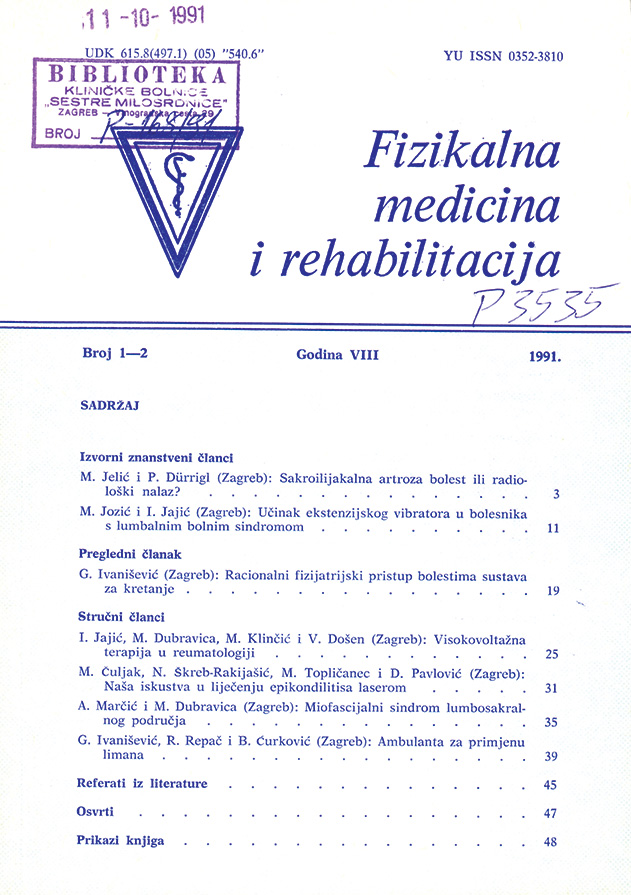 Fizikalna i rehabilitacijska medicina – god 1991 br 1 – 2