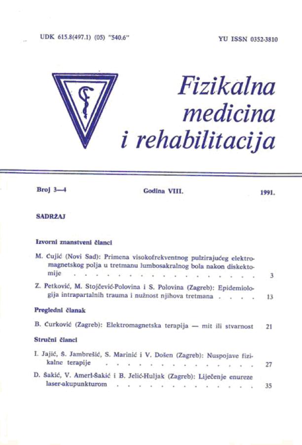 Fizikalna i rehabilitacijska medicina – god 1991 br 3 – 4