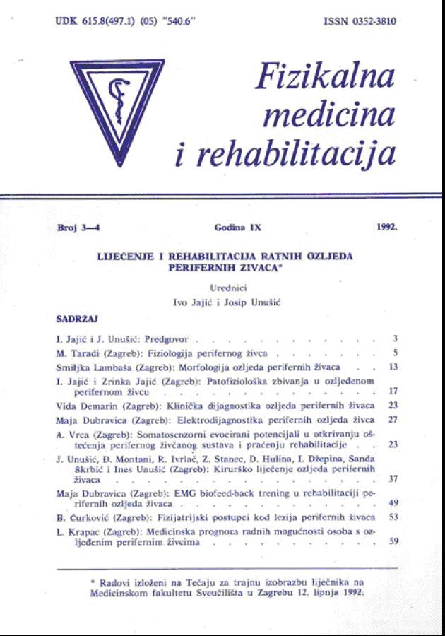 Fizikalna i rehabilitacijska medicina – god 1992 br 3 – 4