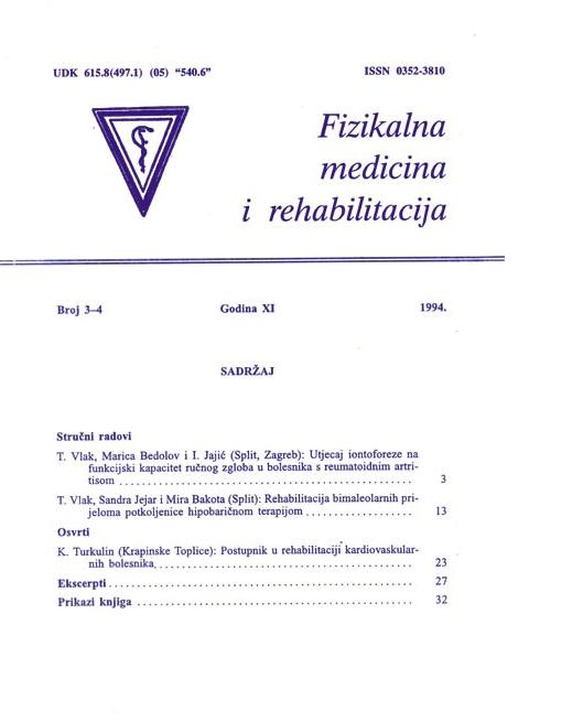 Fizikalna i rehabilitacijska medicina – god 1994 br 3 – 4