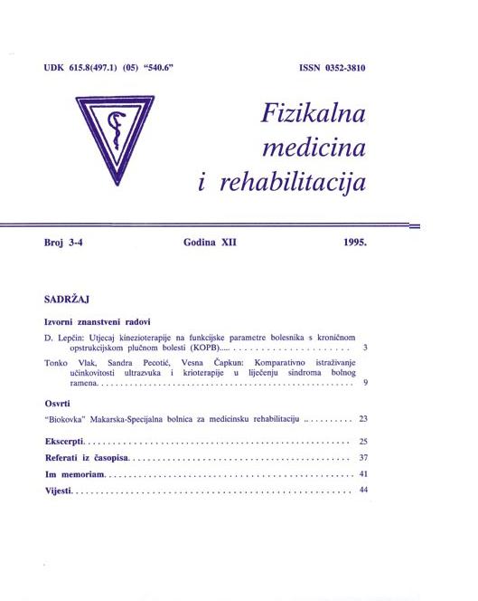 Fizikalna i rehabilitacijska medicina – god 1995 br 3 – 4